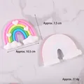 Rainbow cake topper with heart and clouds, dimensions 7.5x10.5cm for party decoration - Pink Heart Rainbow - Soft Glue