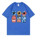 Royal blue oversized T-shirt with sunflower and American flag lettering print - XS / Royal Blue