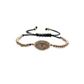 Verstellbares Evil Eye Armband mit Goldbeschichtung, Zirkon und dreifarbigen Metallperlen - Gemischte farbige Perlenkette