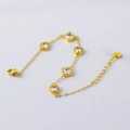 Bracelet plaqué or 18K avec zircons cœur et carrés, fermoir homard ajustable - Or/Zirconium Blanc