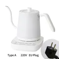 Matte white gooseneck electric kettle with EU plug and smart temperature control base - Type A White Classic Handle EU Plug 220V