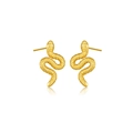 Classic S925 sterling silver golden snake stud earrings with detailed scale texture - 925 Silver / 18K Gold