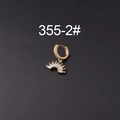 Gold-plated hoop earring with a colorful micro-pave zircon fan pendant on black background - Fan Shaped Rainbow Style (355-2#)