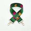 Tracolla regolabile verde con cuori rosa e moschettoni in metallo dorato lucido - Green Rose Heart (Z-21)