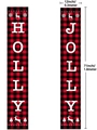 Christmas door banners in red and black plaid with Holly Jolly text and reindeer patterns - Holly Jolly Style(MC06)