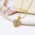 Gold heart pendant necklace with rectangular zircon stones on a dainty O-chain link - Gold