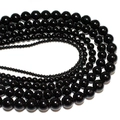 Polished black round natural stone beads for DIY jewelry in various diameter sizes - Black Glass (grade A) / 4mm Approx 93pcs