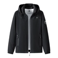 Veste à capuche noire pour homme avec fermeture éclair et imprimé blanc sur la manche - M / Noir