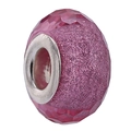 Rosa facettierte Harzperle mit Glitzereffekt und Silberkern für DIY-Armbänder - Rosa