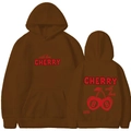 Sweat à capuche marron café avec imprimés cerises rouges et graphismes édition limitée - Café