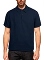 Dunkelblaues Herren-Strick-Poloshirt mit Waffelstruktur und klassischem Polokragen - S / Marineblau