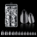 Transparent almond shape false nail tips in 10 sizes with numerical markers - BSW04 (120Pcs Boxed)