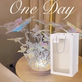 DIY iridescent butterfly night light with wooden base and matching white gift bag - Butterfly Night Light Full Material Kit + Gift Bag