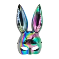 Iridescent electroplated rabbit bunny mask with metallic finish and elastic strap - Iridescent Electroplated Black