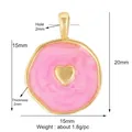 Ciondolo a cuore rosa in rame dorato con smalto per gioielli fai da te 15x20mm - Cuore / Rosa