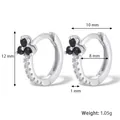 Orecchini a cerchio in argento S925 con fiori di zircone nero, 12mm x 10mm - Argento Nero