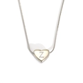 Silver stainless steel snake chain necklace with heart pendant featuring letter Z engraving - Letter Z (S143S-Z)