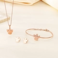 Elegante set di gioielli angelo in oro rosa con collana, bracciale e orecchini a lobo - Oro Rosa (Collana+Bracciale+Orecchini)