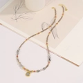 Collana multifilo in perline di peridoto e tormalina con ciondolo quadrato dorato - Stile Quarzo Affumicato Quarzo Rutilato Nero Tormalina