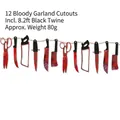 Halloween bloody weapon banner with 12 pieces of realistic knife and saw hanging props - Bloody Tool Decoration Banner (Style B)