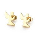 Orecchini a perno a forma di angelo in preghiera placcati in oro in acciaio inossidabile - Colore Oro Stile Metallo Semplice Preghiera Inginocchiata (KE71048-Z)