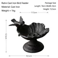 Vintage cast iron bird feeder with flower petals design and bird ornament in dark bronze finish - Cast Iron Petal Bird Feeder