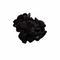Elegant black fabric rose flower hair claw clip with 3D layered fabric petal design - Black