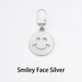 Universal silver smiley face zipper pull replacement with spring buckle for bags - Smiley - Silver