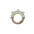 Brown alloy spring ring with rainbow stripes and three hanging loops for DIY keychains - Light Coffee
