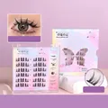 Self-adhesive cluster eyelashes in cat-eye style with purple butterfly packaging - Dense Cat Elf Style E