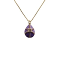 Collar dorado con colgante de huevo de esmalte púrpura y gema cuadrada clara - Morado