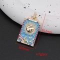 Pendaglio tarocchi sole dorato con smalto blu cielo e gemme colorate incastonate - H-6782 Sole Blu / Piccolo