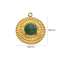 Macro shot of 15mm vintage gold-plated pendant with inlaid green natural stone - Round/African Jade