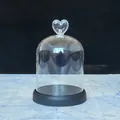 Clear heart-handle display dome with black base for preserved flowers and crafts - Heart Handle / Heart-shaped 10*12CM Plastic Dome + Base