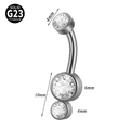Bauchnabelpiercing aus G23 Titan mit klarem Herz-Zirkonia und Innengewinde in Silber - Stil 2 (Rund 6mm)
