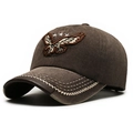 Cappellino da baseball vintage marrone scuro con ricamo aquila e stelle - Taglia Unica(Regolabile) / caffè