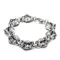 Bracciale a maglie teschio punk argento vintage da uomo con chiusura a moschettone - Stile Teschio Argento Vintage (KB13852-D)