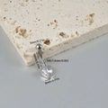 Silver heart zircon belly button ring with detailed size dimensions on stone surface - Heart Solitaire / 1.6x10mm(14G)