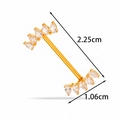 Golden titanium butterfly nipple ring with clear zircon crystals and size measurements - Waterdrop Crown (T2548-4#) / Gold