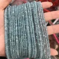 Faceted light blue natural stone square beads strands for DIY jewelry making - 35-Apatite (Natural)