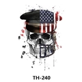Waterproof temporary tattoo sticker featuring skull with USA flag hat design model TH-240 - Th-240 / 210*148mm