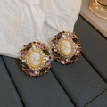 Orecchini Pendenti Cameo con Strass Viola (32#)