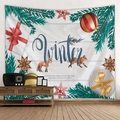 Winter Christmas tapestry featuring foxes and pine branches for dorm wall decoration - 150x130cm / Style 2-Blue Fox Winter Forest
