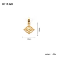 Gold stainless steel compass pendant with micro-inlaid colored cubic zirconia - Gold Compass Star