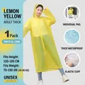 Lemon yellow thickened EVA hooded long raincoat for adults with snap buttons and elastic cuffs - Lemon Yellow