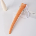 Detail view of soft plush orange animal tail accessory with elastic hanging loop for cosplay - Light Coffee Tail