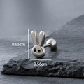 Silver rabbit stainless steel cartilage barbell stud earring, 0.95cm size variant - Rabbit Style (S438)