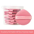 Lot de 7 houppettes roses en forme de goutte pour maquillage dans un seau transparent - Larme / 7 Pièces / Tarte à la fraise (7 pièces en tube)