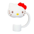 Close-up of Hello Kitty silicone straw cover with a red bow for 10mm cups - Cute White Cat Style (1)