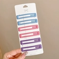 Set of 6 rectangle matte snap hair clips in blue, pink, and purple on display card - 2# Girl's Secret Set - 6Pcs